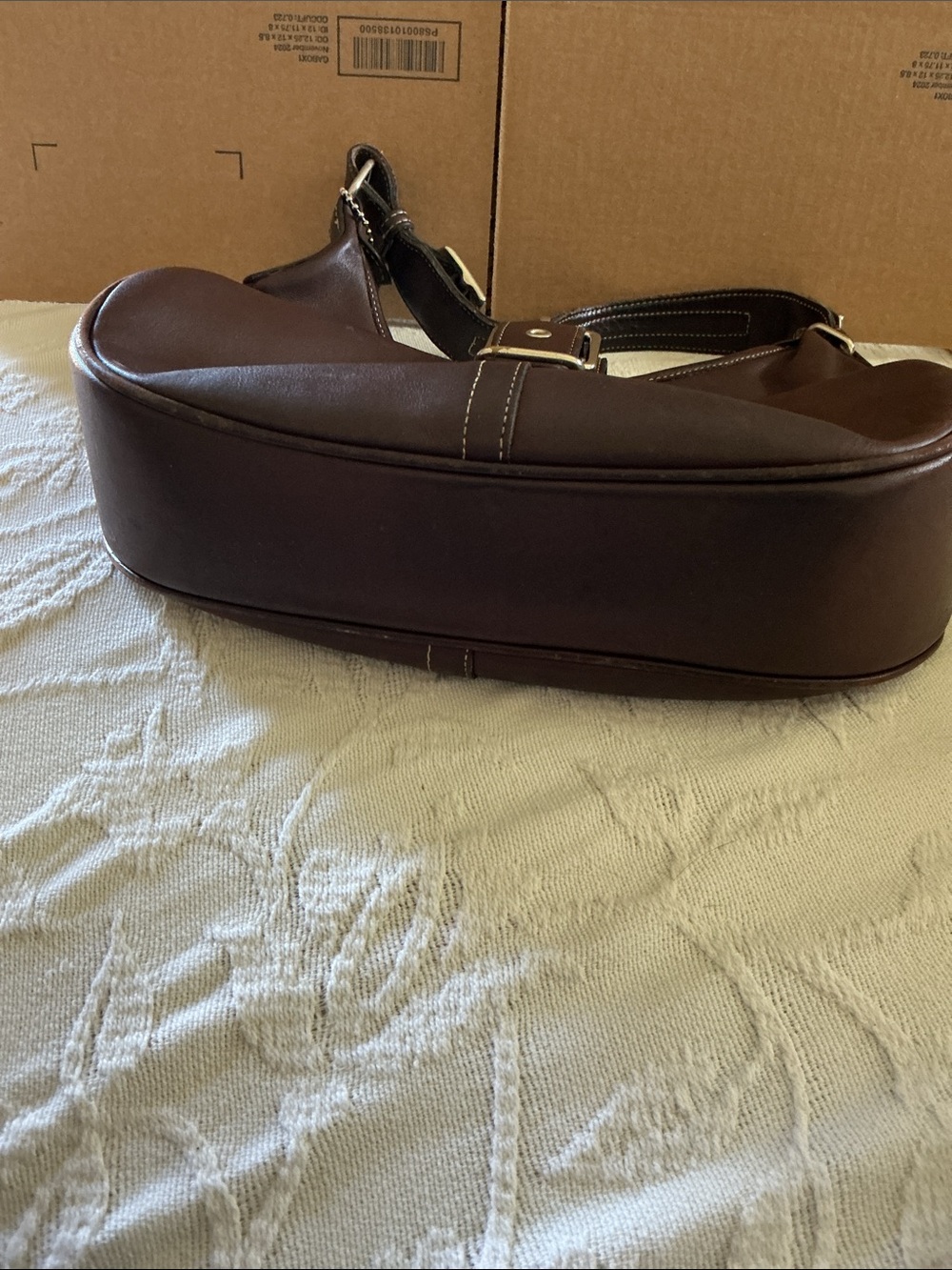 Coach shoulder bag with matching wallet, dark brown and dust bag. - Picture 6 of 12